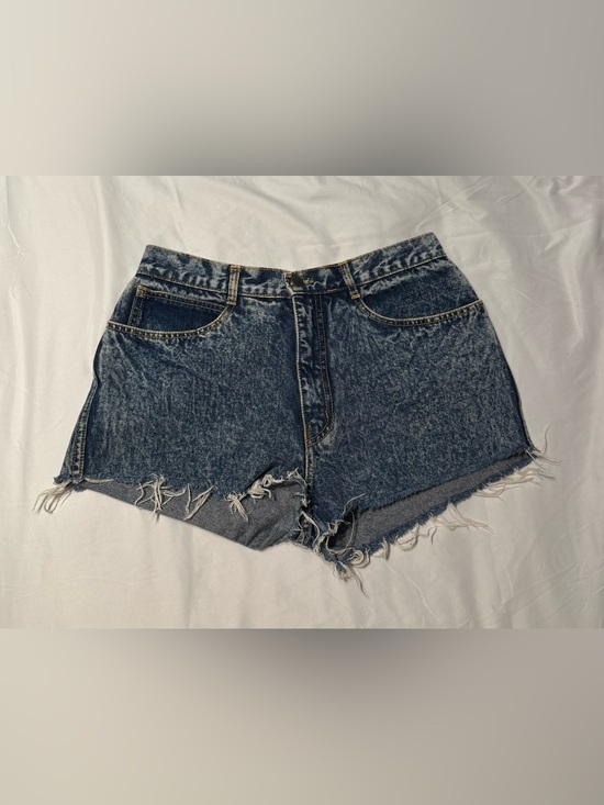 RD’J Pants - Women’s RDJ Vintage High-Rise Distressed Denim Shorts – Dark Blue, 29”